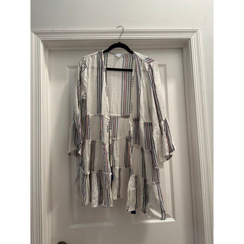 blue island women's Tees - Long Sleeve Top White Silver Size Large